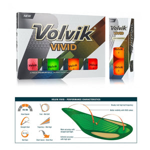 * NEW Volvik VIVID Dozen Golf Balls (Assorted Colours)
